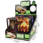 Glass Ashtray with LED Light-Up Design - 6 Per Retail Ready Display 21754 SMOKEZILLA