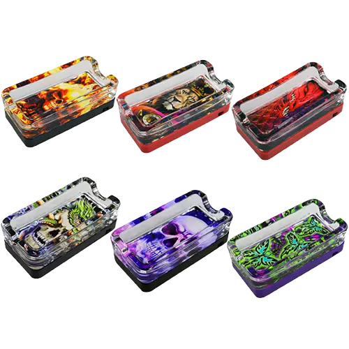 Glass Ashtray with LED Light-Up Design - 6 Per Retail Ready Display 21754 SMOKEZILLA