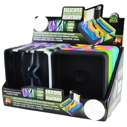 Silicone Pyramid Multi-Colored Ashtray - 8 Per Retail Ready Display 21757B SMOKEZILLA