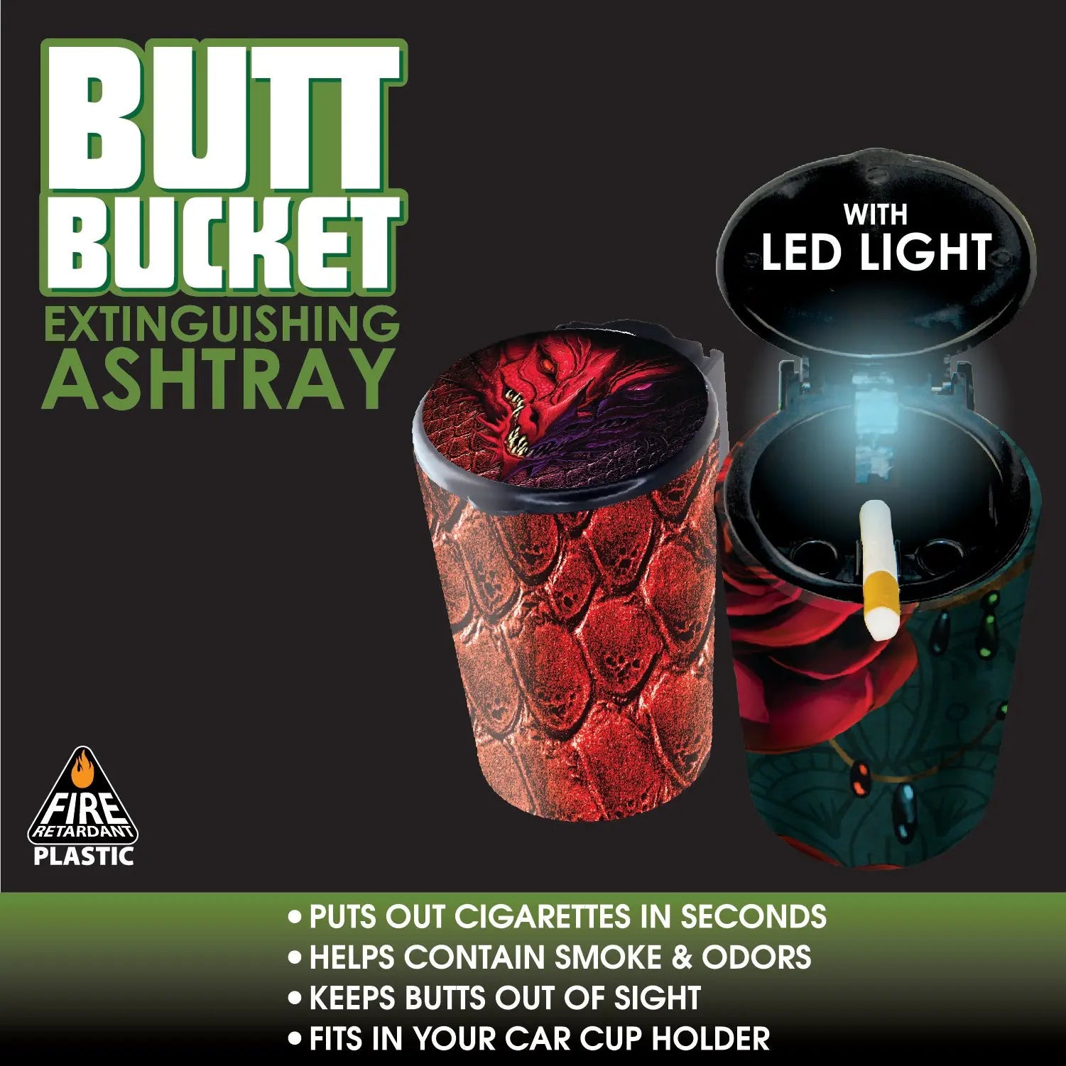 Full Print Butt Bucket Ashtray with LED Light - 6 Per Retail Ready Display 21805 SMOKEZILLA