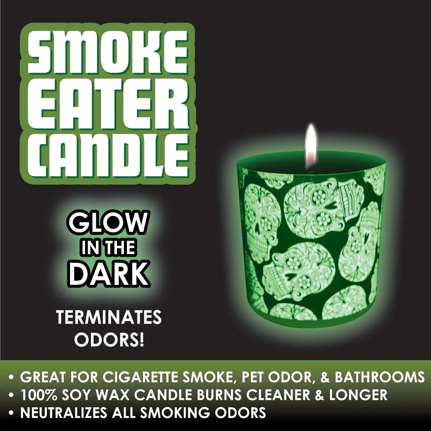 Glow in The Dark Smoke Eater Candle - 6 Pieces Per Retail Ready Display 21873 SMOKEZILLA