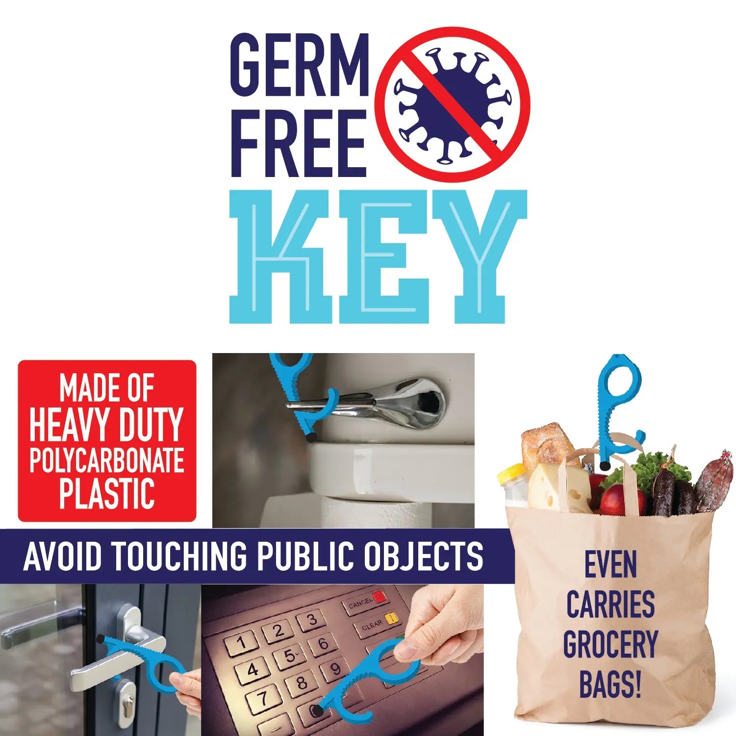 Plastic Germ Free Key Ring 24 Pieces Per Retail Ready Display 21875 NOVELTY INC