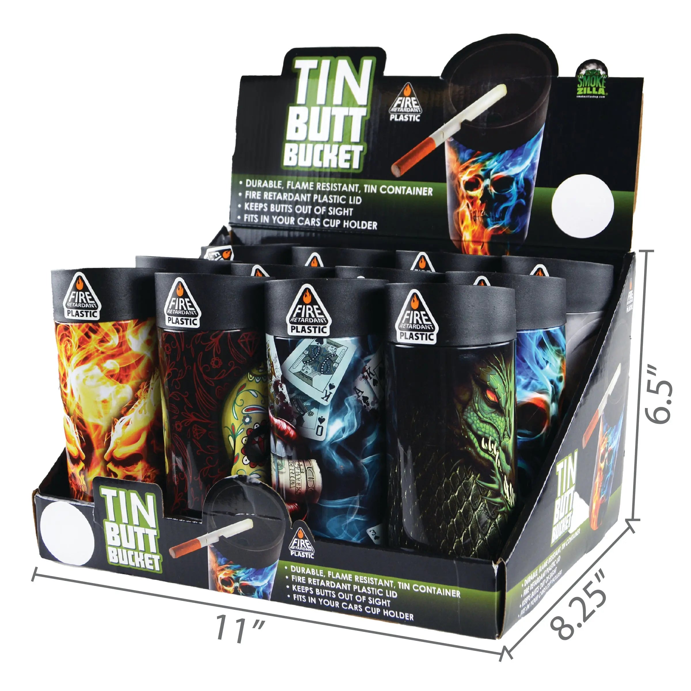 Metal Butt Bucket Ashtray - 12 Per Retail Ready Display 21882 SMOKEZILLA