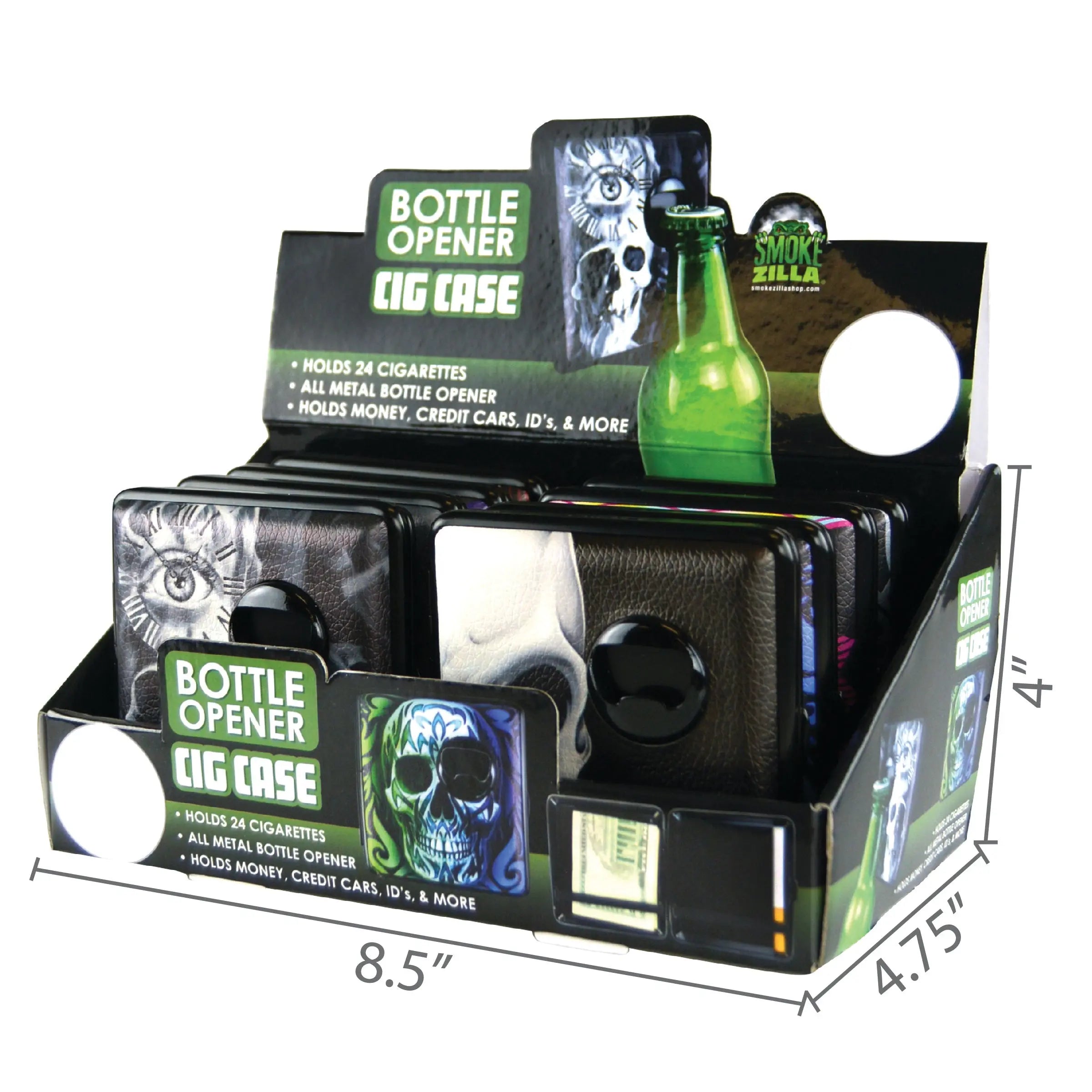 Cigarette Case with Bottle Opener - 8 Pieces Per Retail Ready Display 21884 SMOKEZILLA
