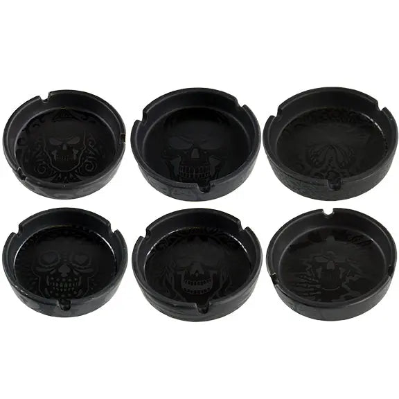 Black Ceramic Ashtray with Matte Black Design - 6 Pieces Per Retail Ready Display 21921 SMOKEZILLA