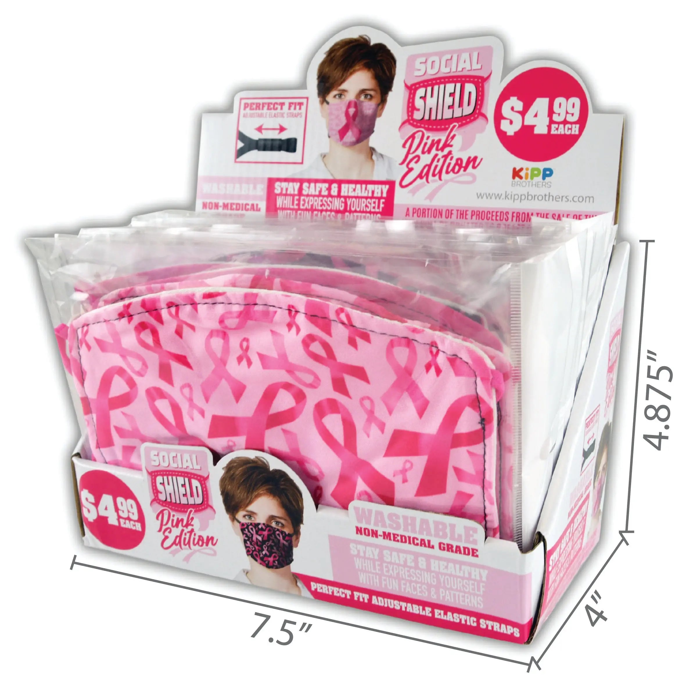 Breast Cancer Awareness Printed Face Cover - 24 Pieces Per Retail Ready Display 21933 KIPP BROTHERS