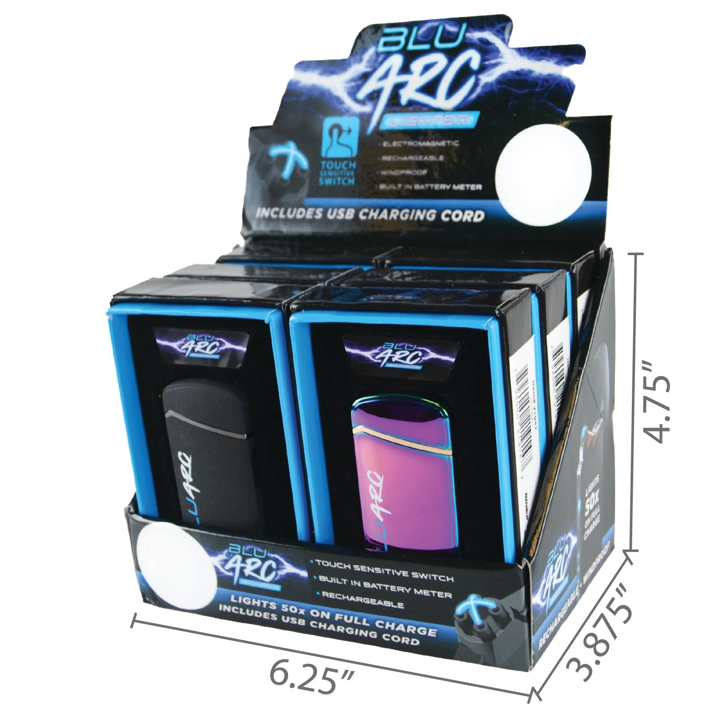 Electric Lighter with USB Charging Cord - 6 Pieces Per Retail Ready Display 21947 NOVELTY INC