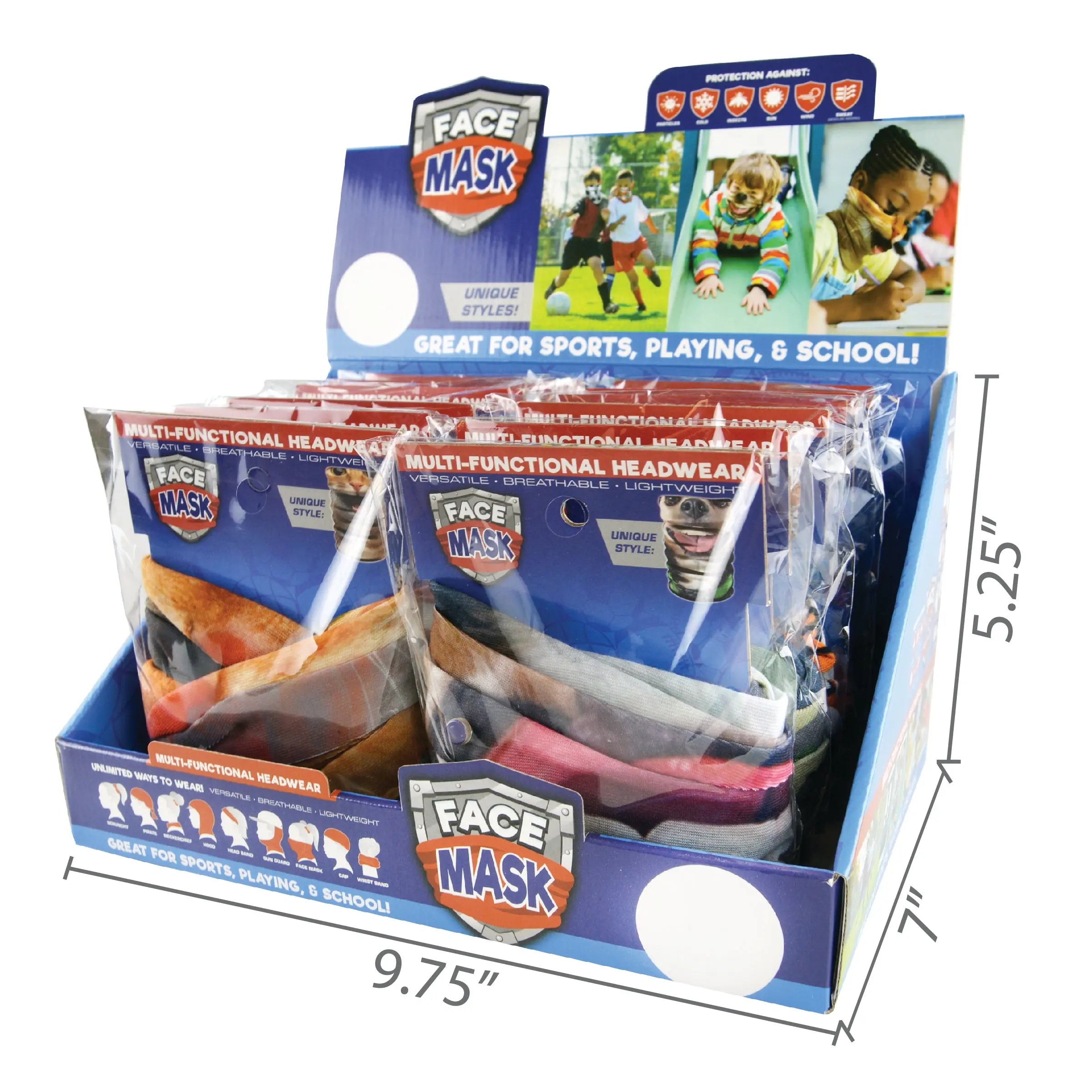 Kids Tube Face Cover 12 Pieces Per Retail Ready Display 21954 NOVELTY INC