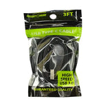 Charging Cable USB to USB-C 3FT 3 Amp - 4 Pieces Per Pack 22005 GADGET GEAR