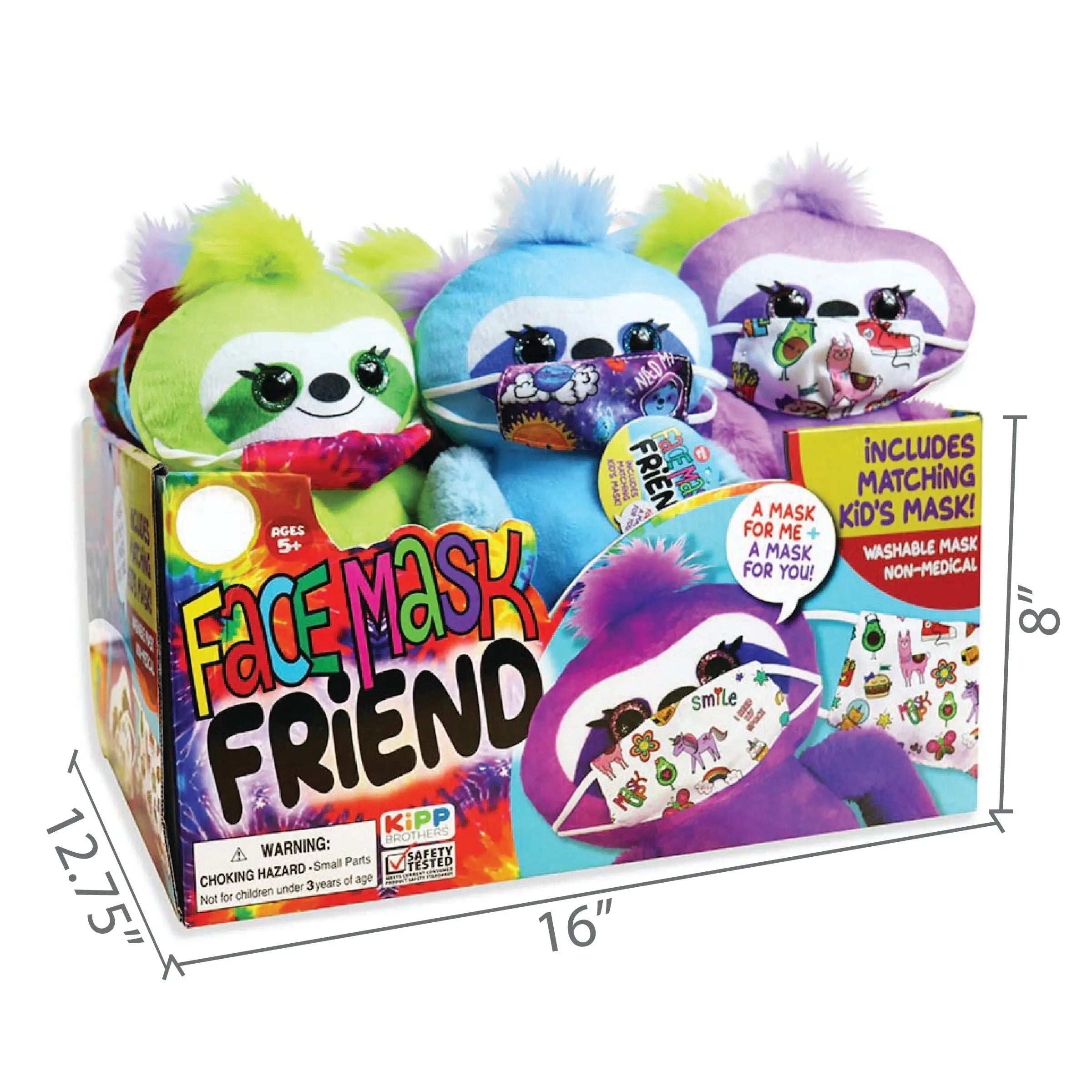 Plush Long Arm Sloth W/Mask 12 Pieces Per Retail Ready Display 22055 KIPP BROTHERS