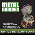 Metal 4 Piece Full Print Grinder 63Mm - 6 Pieces Per Retail Ready Display 22060 SMOKEZILLA
