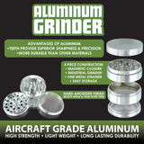 Metal Glow in The Dark 4 Piece Grinder 63Mm - 6 Pieces Per Retail Ready Display 22063 SMOKEZILLA