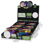 Metal 4 Piece Rainbow Grinder - 6 Pieces Per Retail Ready Display 22064 SMOKEZILLA