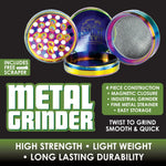 Metal 4 Piece Rainbow Grinder - 6 Pieces Per Retail Ready Display 22064 SMOKEZILLA