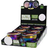 Metal 4 Piece Rainbow Grinder - 6 Pieces Per Retail Ready Display 22064 SMOKEZILLA