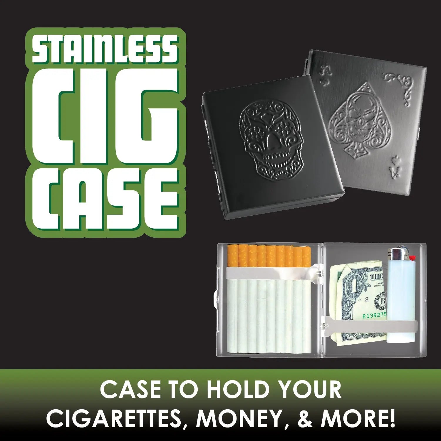 Metal Cigarette Case with Hinged Lid - 8 Pieces Per Retail Ready Display 22076 SMOKEZILLA