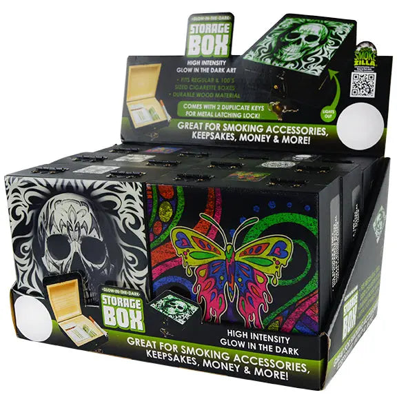 Glow in The Dark Wood Storage Box - 6 Pieces Per Retail Ready Display 22082 SMOKEZILLA