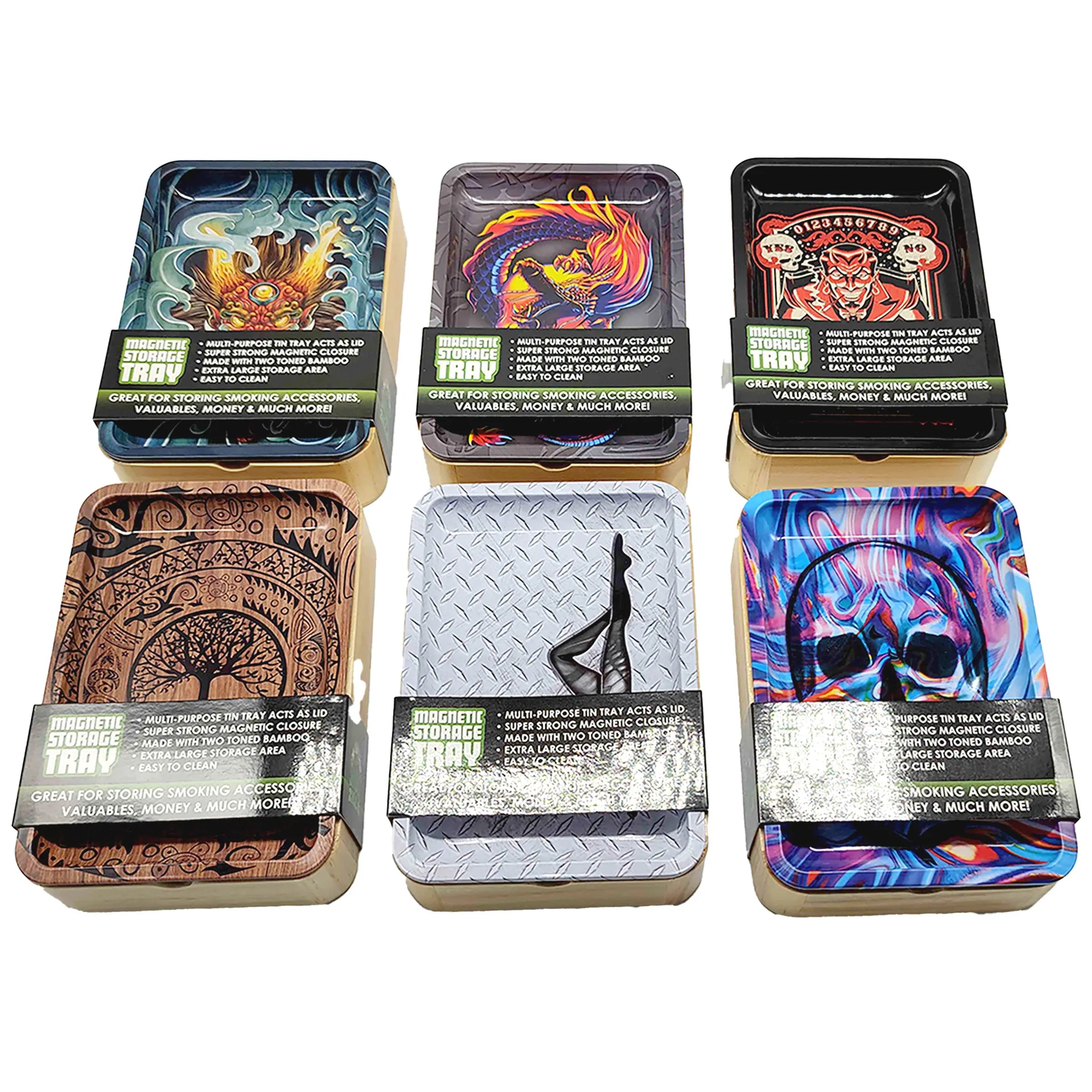 Metal Roll Tray with Magnetic Storage Box- 6 Pieces Per Retail Ready Display 22099 SMOKEZILLA
