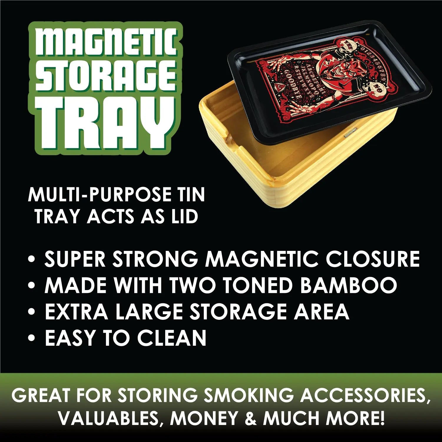 Metal Roll Tray with Magnetic Storage Box- 6 Pieces Per Retail Ready Display 22099 SMOKEZILLA