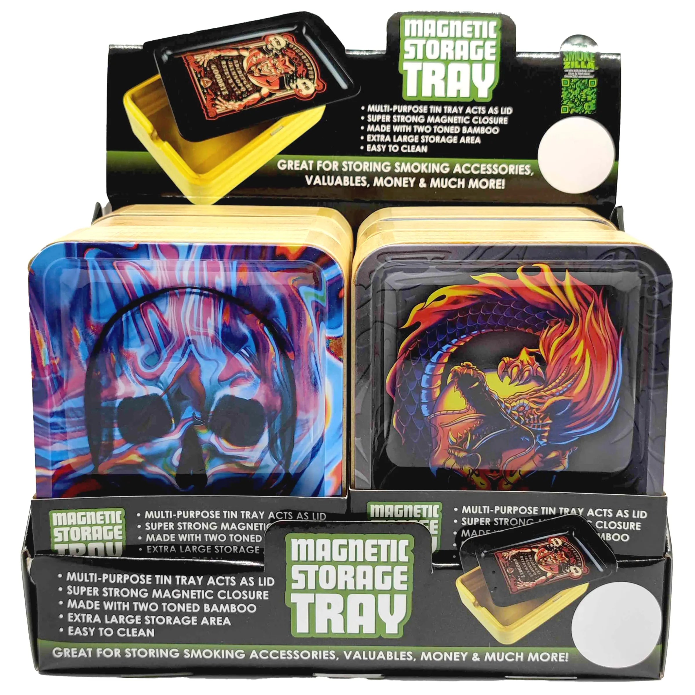Metal Roll Tray with Magnetic Storage Box- 6 Pieces Per Retail Ready Display 22099 SMOKEZILLA