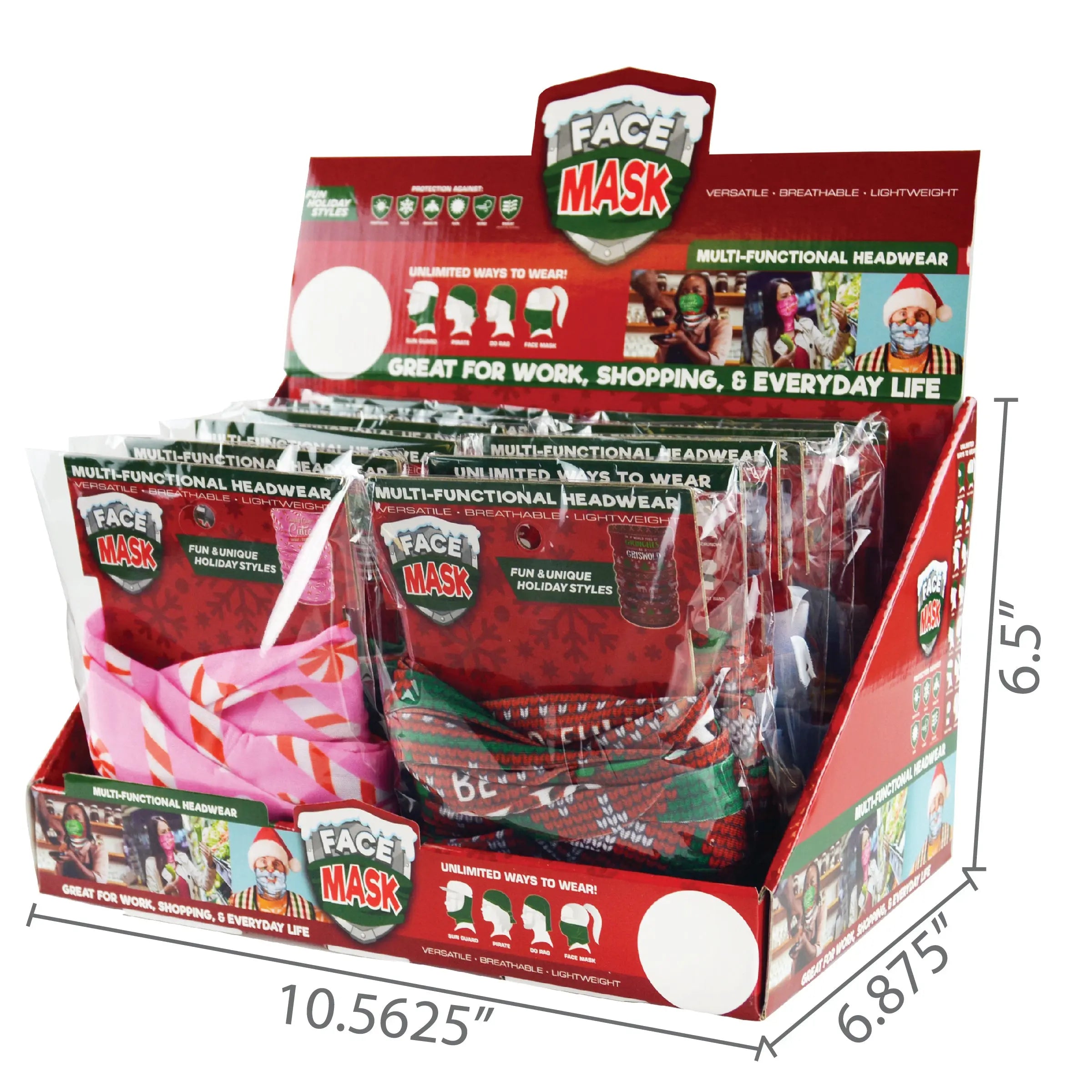 Christmas Tube Face Cover - 12 Pieces Per Retail Ready Display 22111 NOVELTY INC