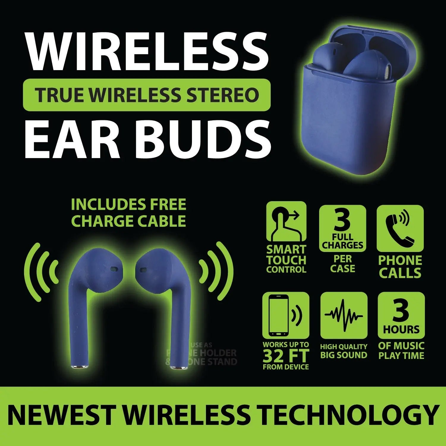 Wireless Earbuds with Case - 6 Pieces Per Retail Ready Display 22114 GADGET GEAR