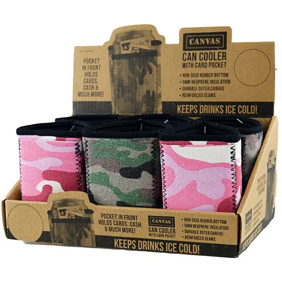 Neoprene Can and Bottle Cooler with Card Pocket - 6 Pieces Per Retail Ready 22124 POLAR GEAR