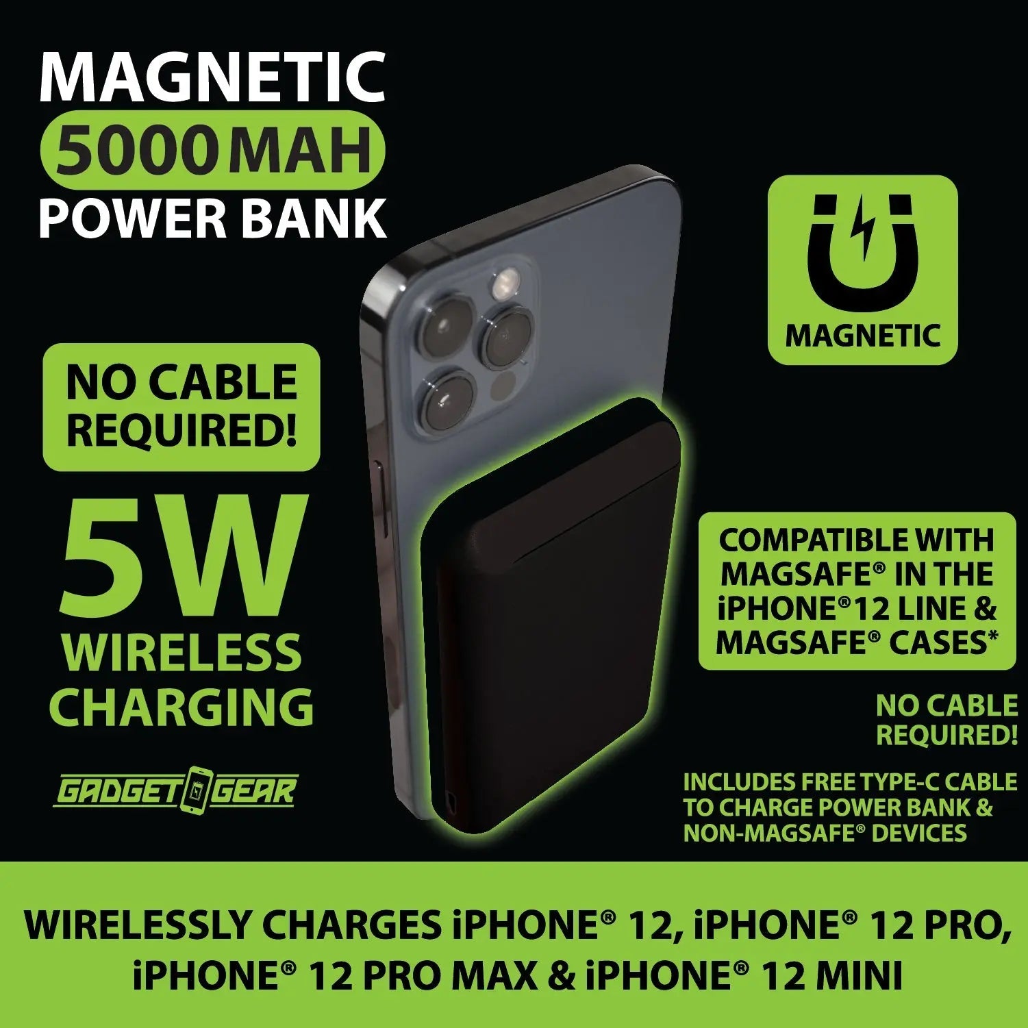 MagSafe® Power Bank Magnetic Wireless Charging 5 Watts - 4 Pieces Per Retail Ready Display 22145 GADGET GEAR