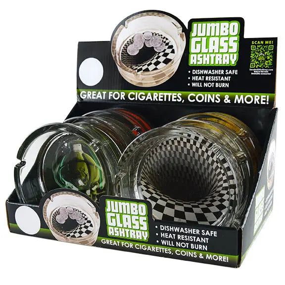 Glass Round Jumbo Ashtray - 6 Per Retail Ready Display 22175 SMOKEZILLA