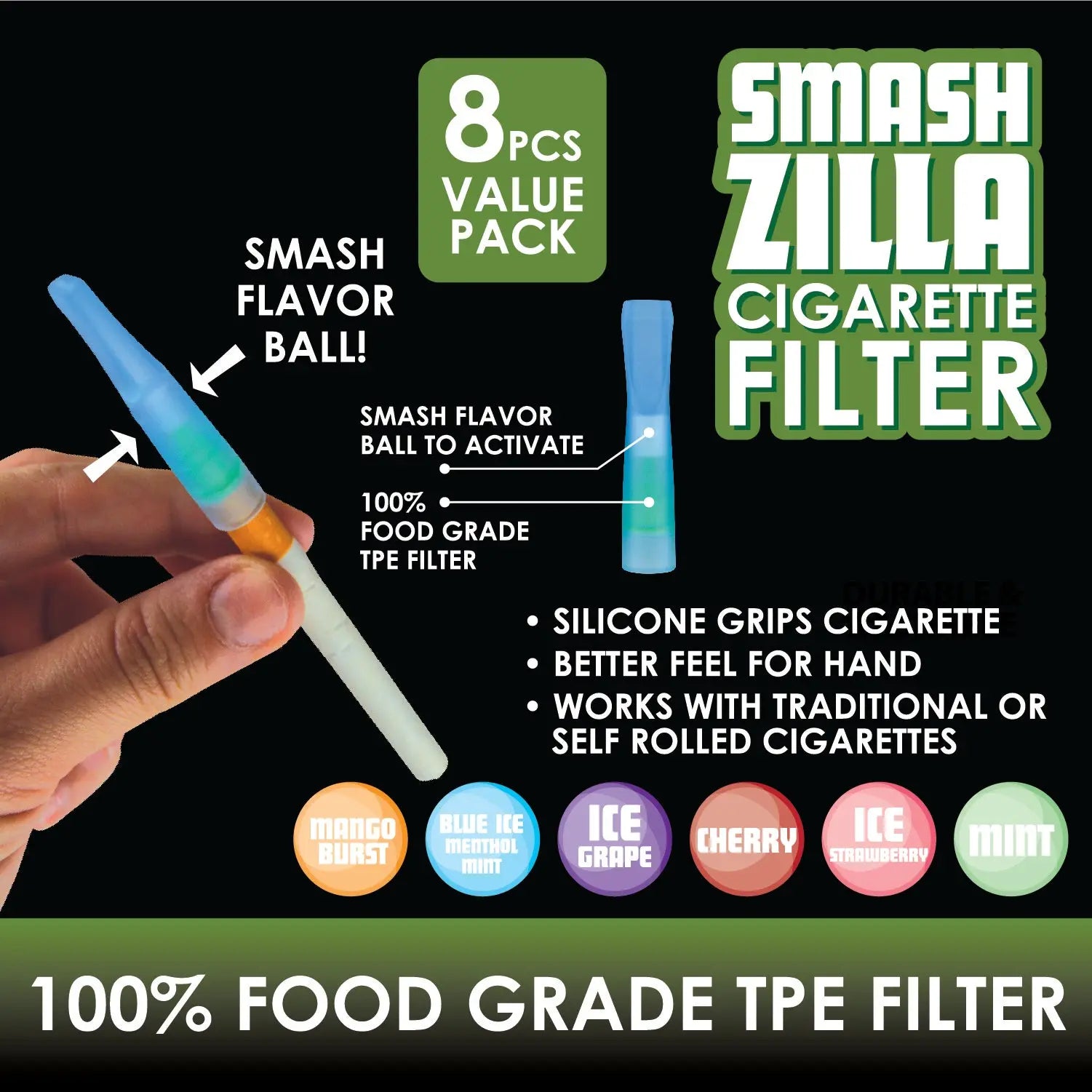 Cigarette Filters with Flavor Assortment - 24 Pieces Per Retail Ready Display 22238 SMOKEZILLA