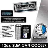 Metal Insulated Slim Can Cooler - 6 Pieces Per Retail Ready Display 22270 ROUGHNECK