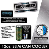 Metal Insulated Slim Can Cooler - 6 Pieces Per Retail Ready Display 22272 ROUGHNECK