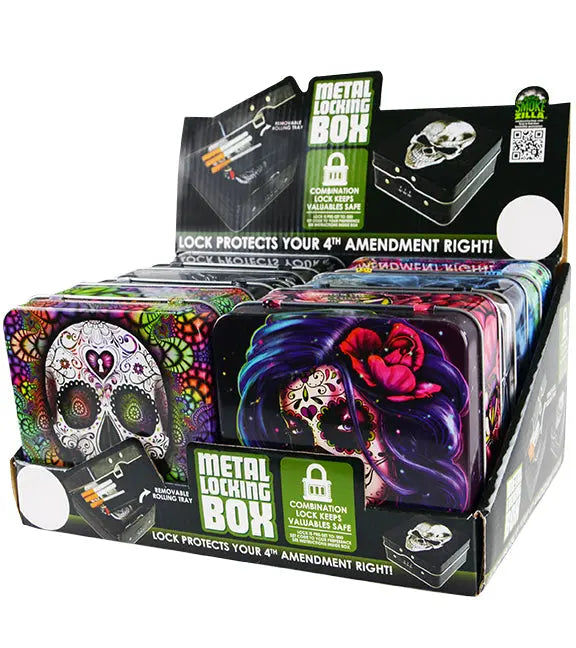 Metal Locking Storage Box with Roll Tray - 6 Pieces Per Retail Ready Display 22277 SMOKEZILLA