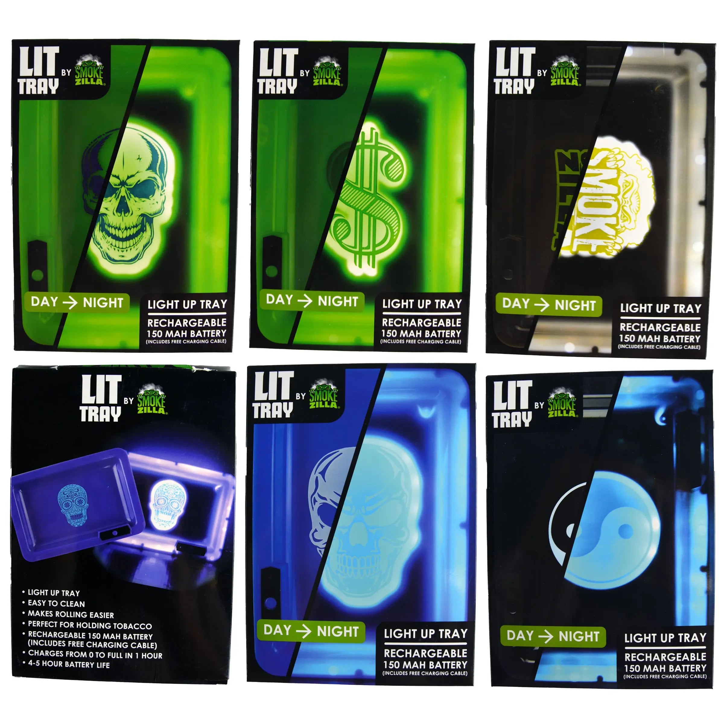 Light-Up Rolling Tray - 6 Pieces Per Retail Ready Display 22283 SMOKEZILLA