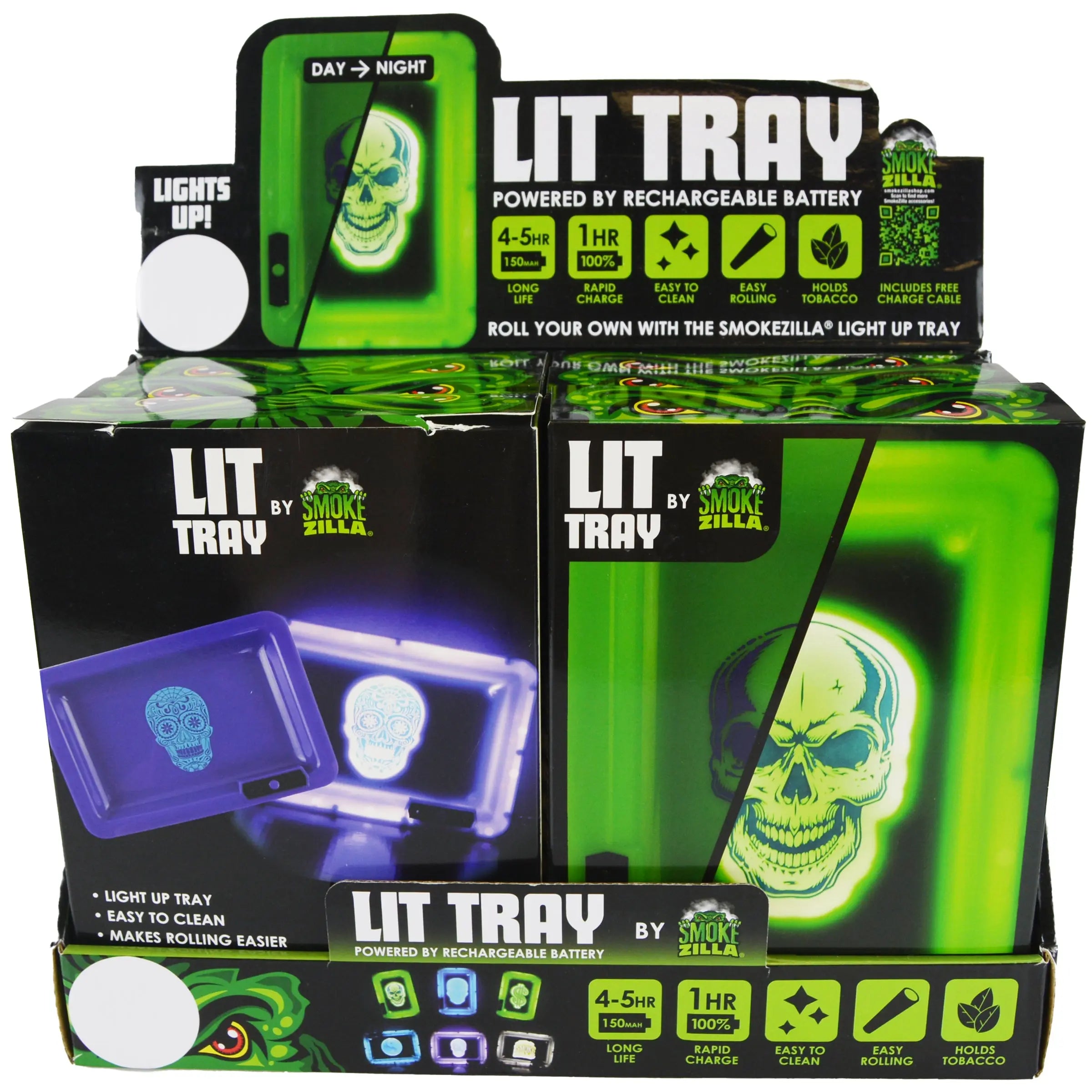 Light-Up Rolling Tray - 6 Pieces Per Retail Ready Display 22283 SMOKEZILLA