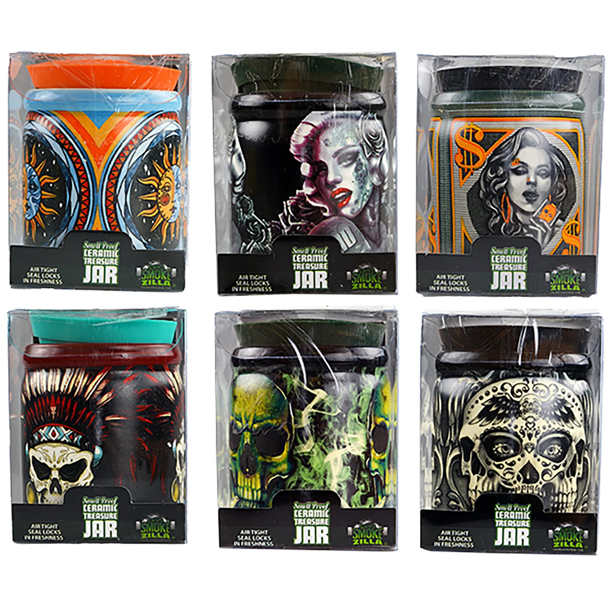 Smell Proof Ceramic Storage Jar - 6 Pieces Per Retail Ready Display 22316 SMOKEZILLA