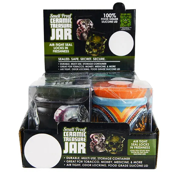 Smell Proof Ceramic Storage Jar - 6 Pieces Per Retail Ready Display 22316 SMOKEZILLA