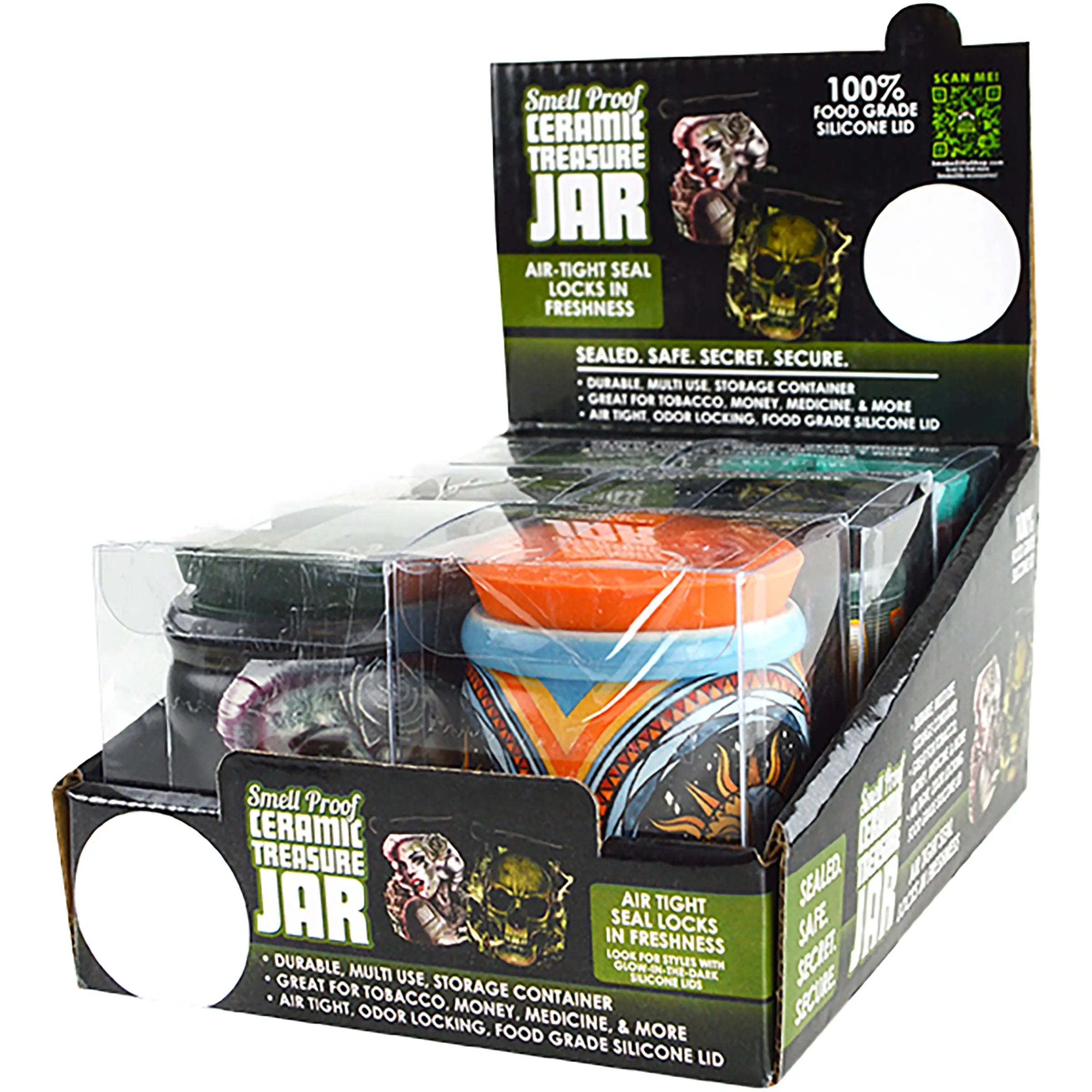 Smell Proof Ceramic Storage Jar - 6 Pieces Per Retail Ready Display 22316 SMOKEZILLA