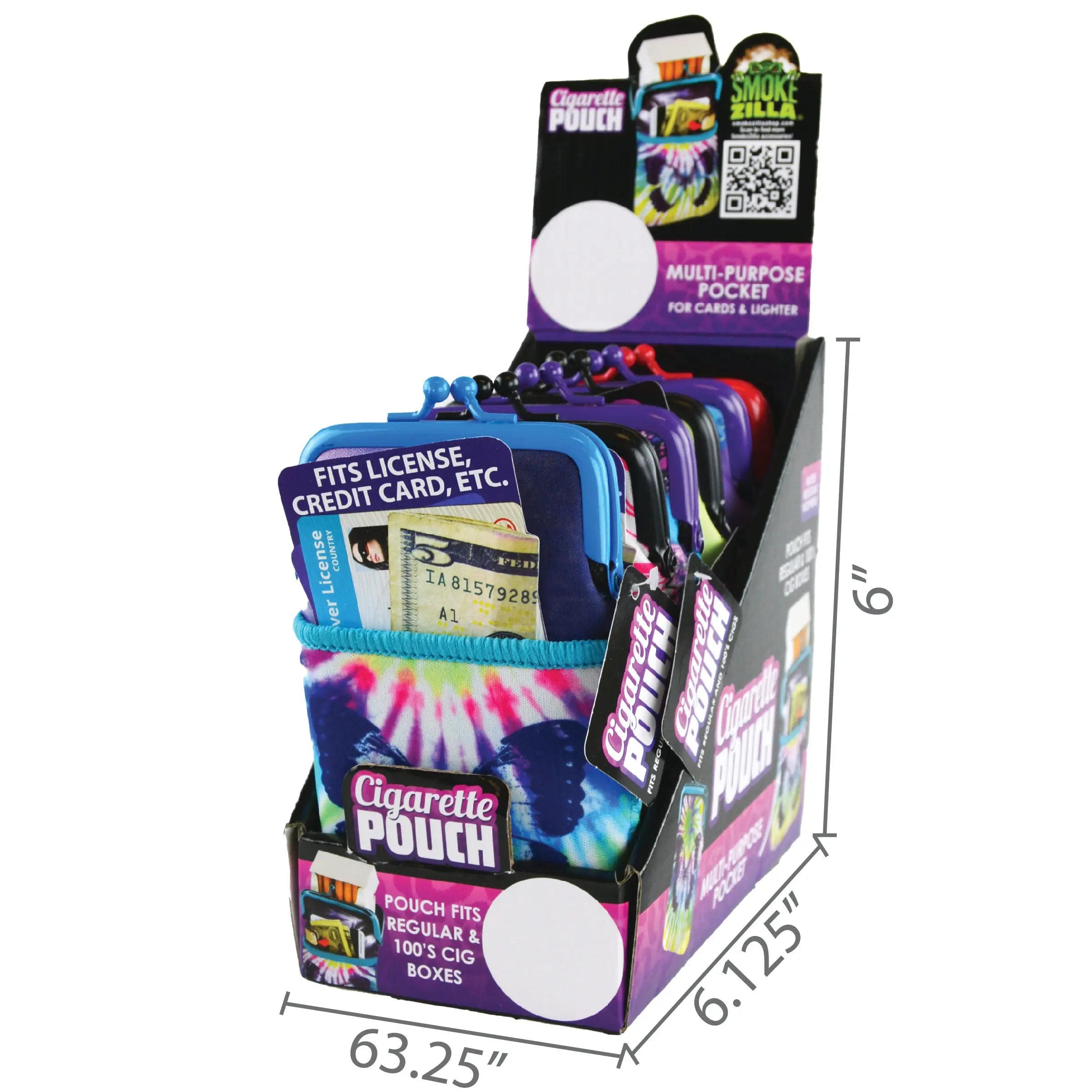Neoprene Cigarette Pouch - 6 Pieces Per Retail Ready Display 22335 SMOKEZILLA