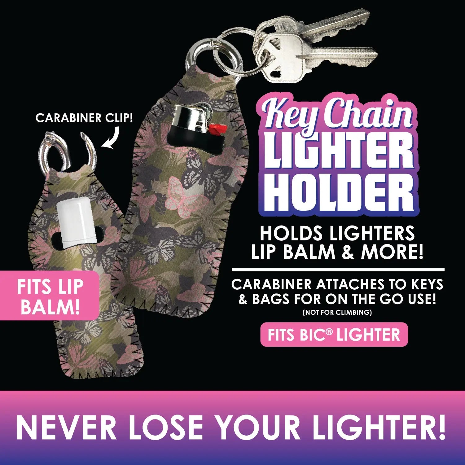 Neoprene Lighter Case Key Chain - 12 Pieces Per Retail Ready Display 22338 SMOKEZILLA