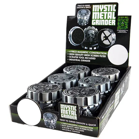 Metal 4 Piece Mystic Grinder- 6 Pieces Per Retail Ready Display 22349 SMOKEZILLA