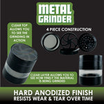 Metal 4 Piece Grinder with Clear Top and Mid-Layer 52Mm - 6 Pieces Per Retail Ready Display 22350 SMOKEZILLA