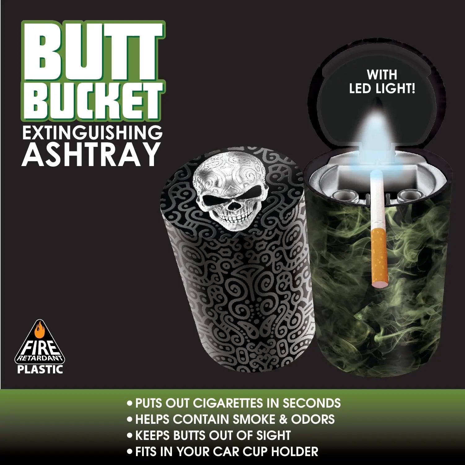 Full Print Butt Bucket Ashtray with LED Light - 6 Per Retail Ready Display 22355 SMOKEZILLA