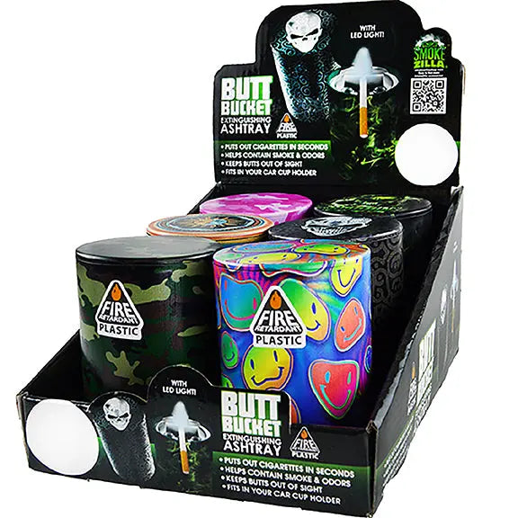 Full Print Butt Bucket Ashtray with LED Light - 6 Per Retail Ready Display 22355 SMOKEZILLA