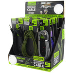 Braided Nylon Auxiliary Cable 7FT - 12 Pieces Per Retail Ready Display 22377B GADGET GEAR