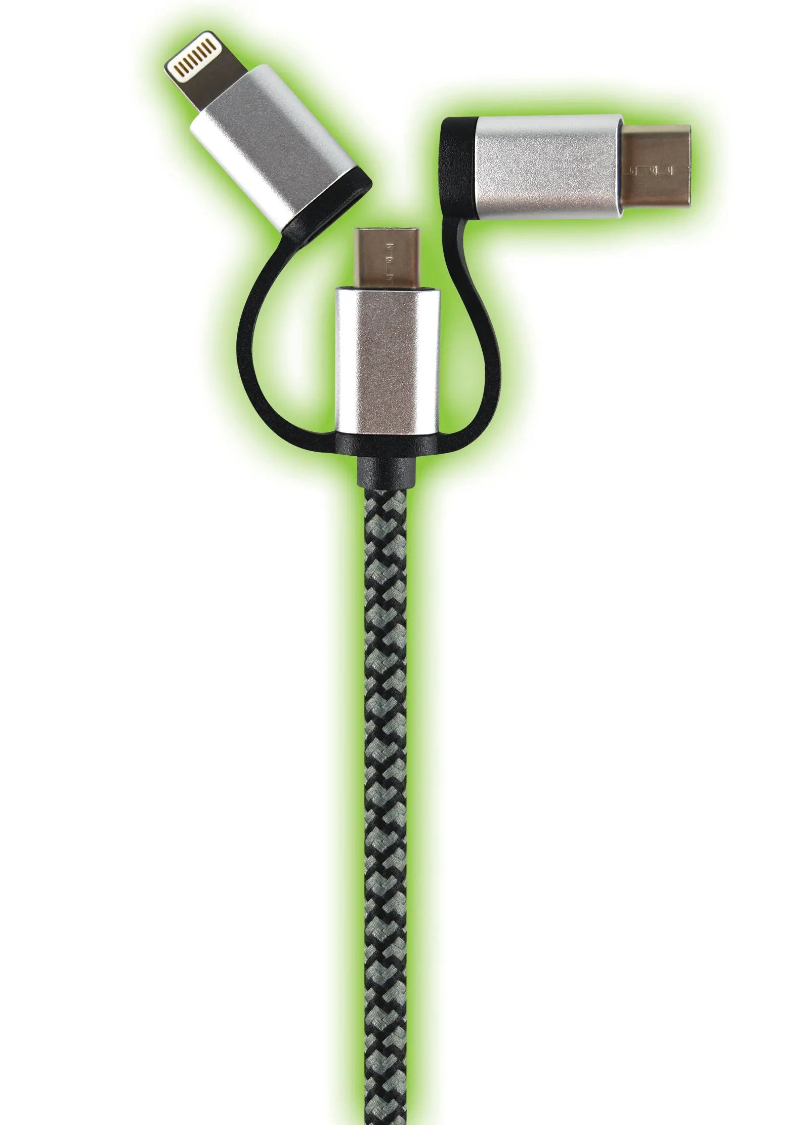 Charging Cable USB 3 in 1 Multi-Head USB-C / Micro USB / Lightning 10FT - 6 Pieces Per Retail Ready Display 22424 GADGET GEAR