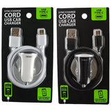 Car Charger USB Port with USB to USB-C Charging Cable Set 2.1 Amp - 2 Pieces Per Pack 22454 GADGET GEAR