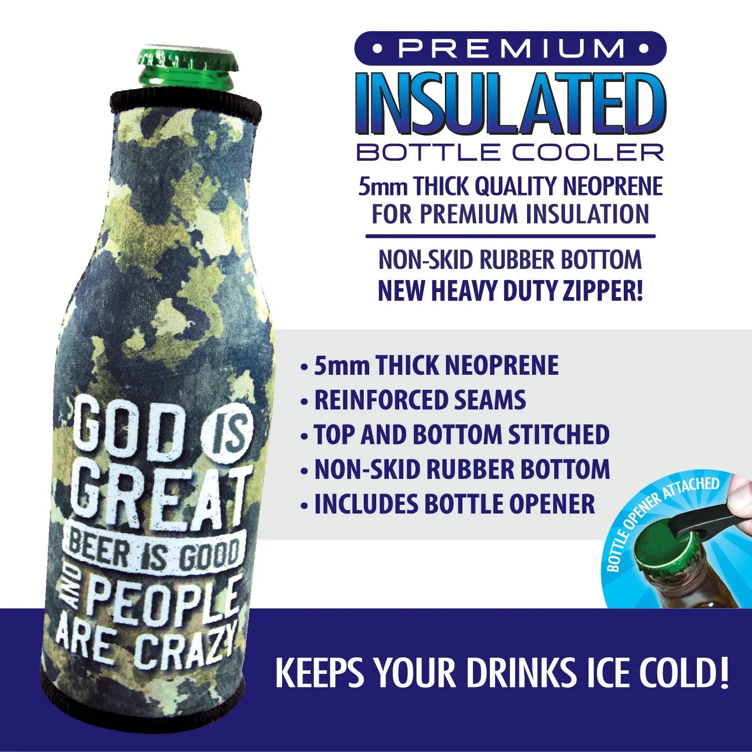 Neoprene 16 Oz Bottle Suit Cooler - 6 Pieces Per Retail Ready Display 22464 POLAR GEAR