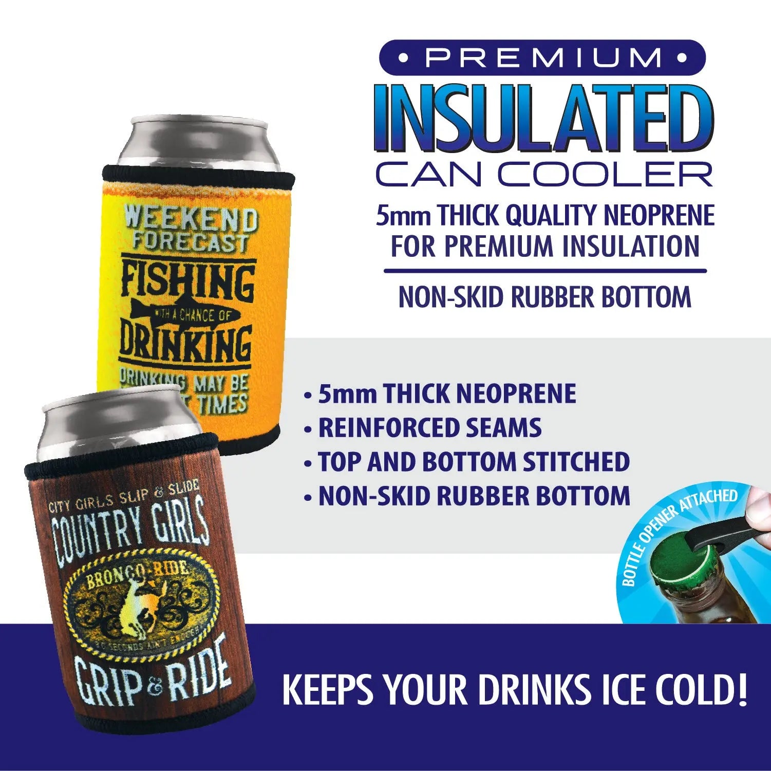 Neoprene Can and Bottle Cooler - 12 Pieces Per Retail Ready Display 26595 POLAR GEAR