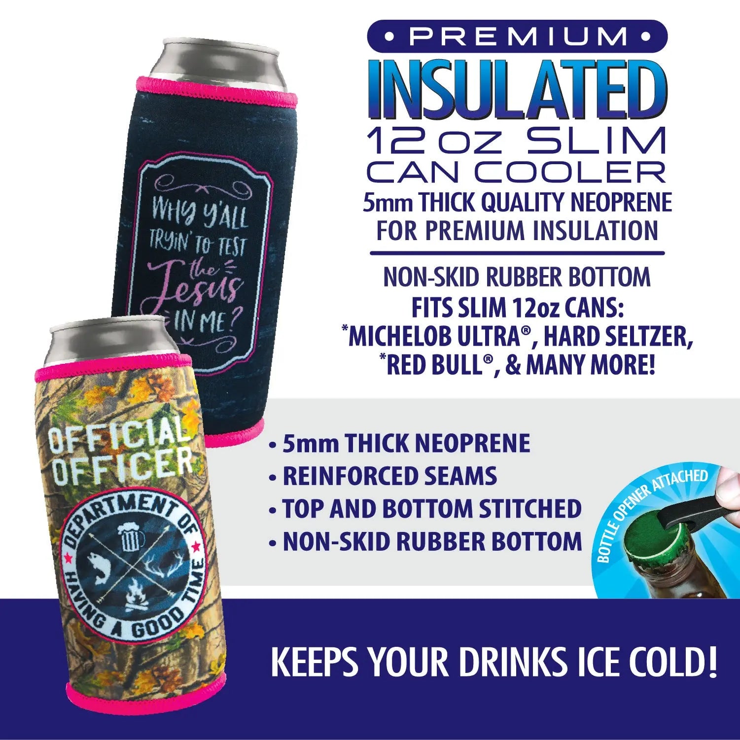 Neoprene Slim Can Cooler - 6 Pieces Per Retail Ready Display 22471 POLAR GEAR